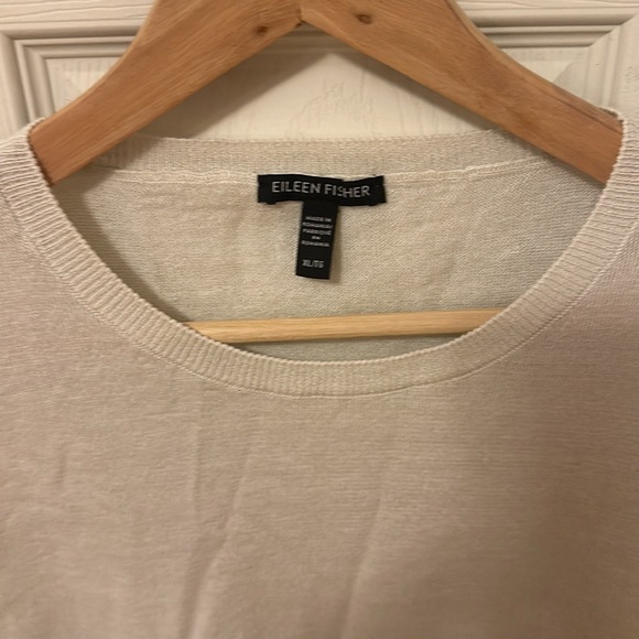Eileen fisher sleeveless linen cream top size X-Large - Picture 3 of 6